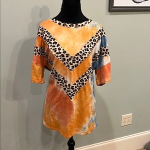 Celeste Orange and Black Leopard Print Top